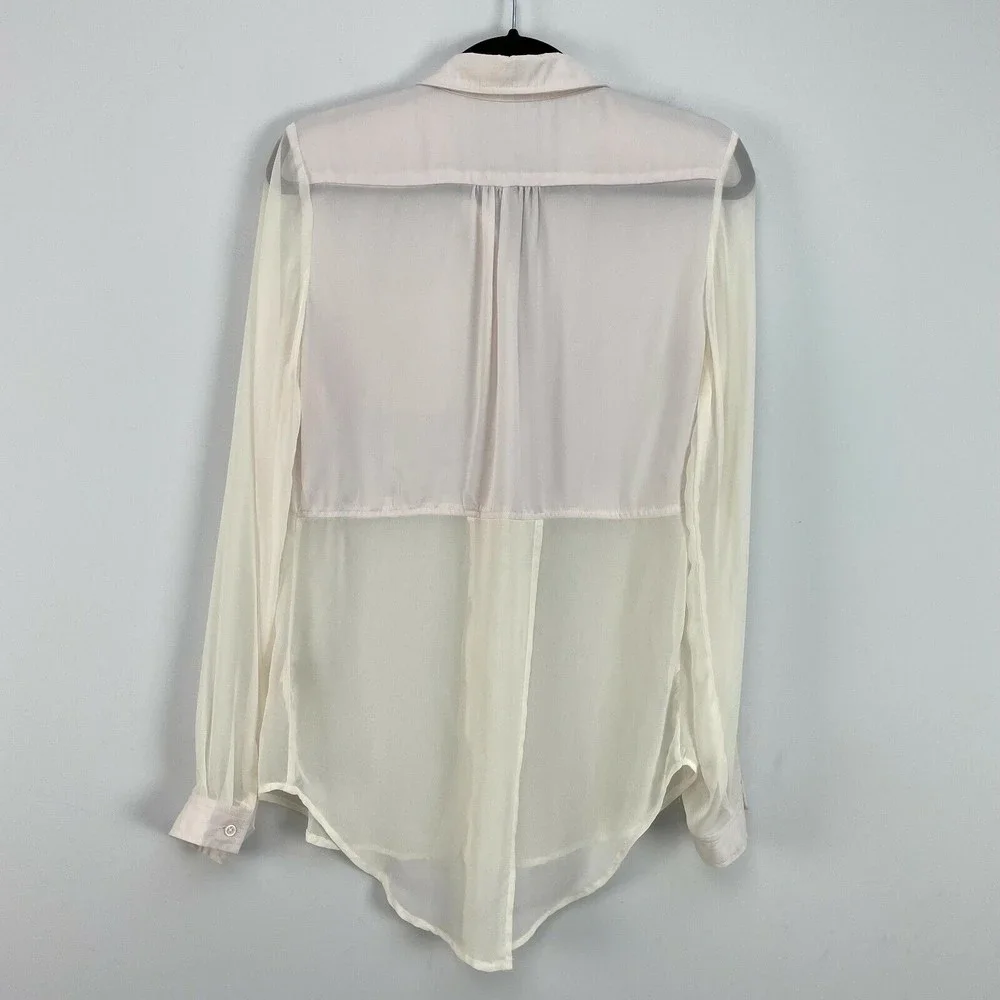 Free People Sheer Ivory Button-Up Blouse